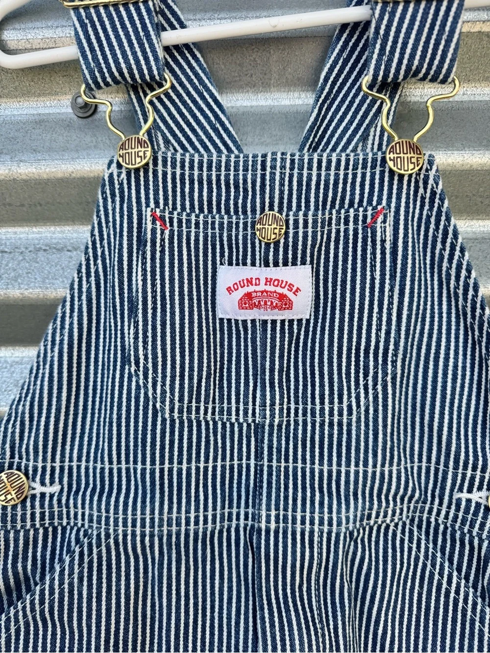 Kids Navy Stripe Overalls